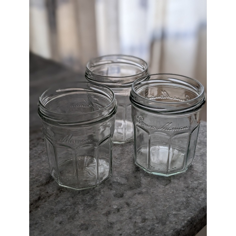 Set Of 3 Empty Bonne Maman 13 oz Glass Jam Jelly Jar